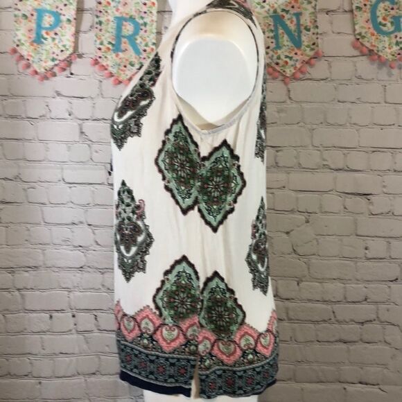 Crosby sleeveless white green boho top - Picture 4 of 6